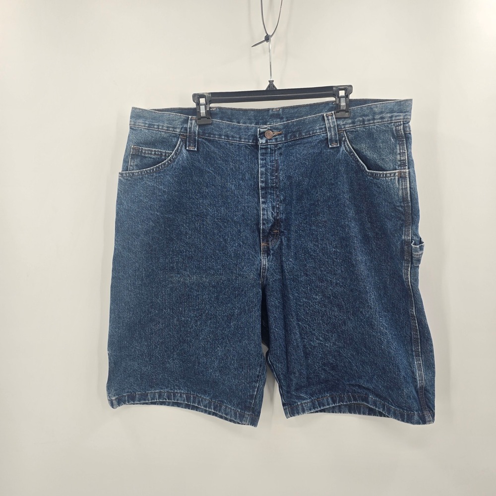 Wrangler Shorts Mens 42 Carpenter Denim Shorts Blue Dark Wash Cotton Jorts